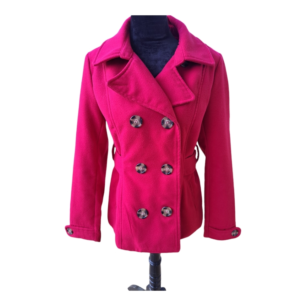Wishful park red pea coat size large